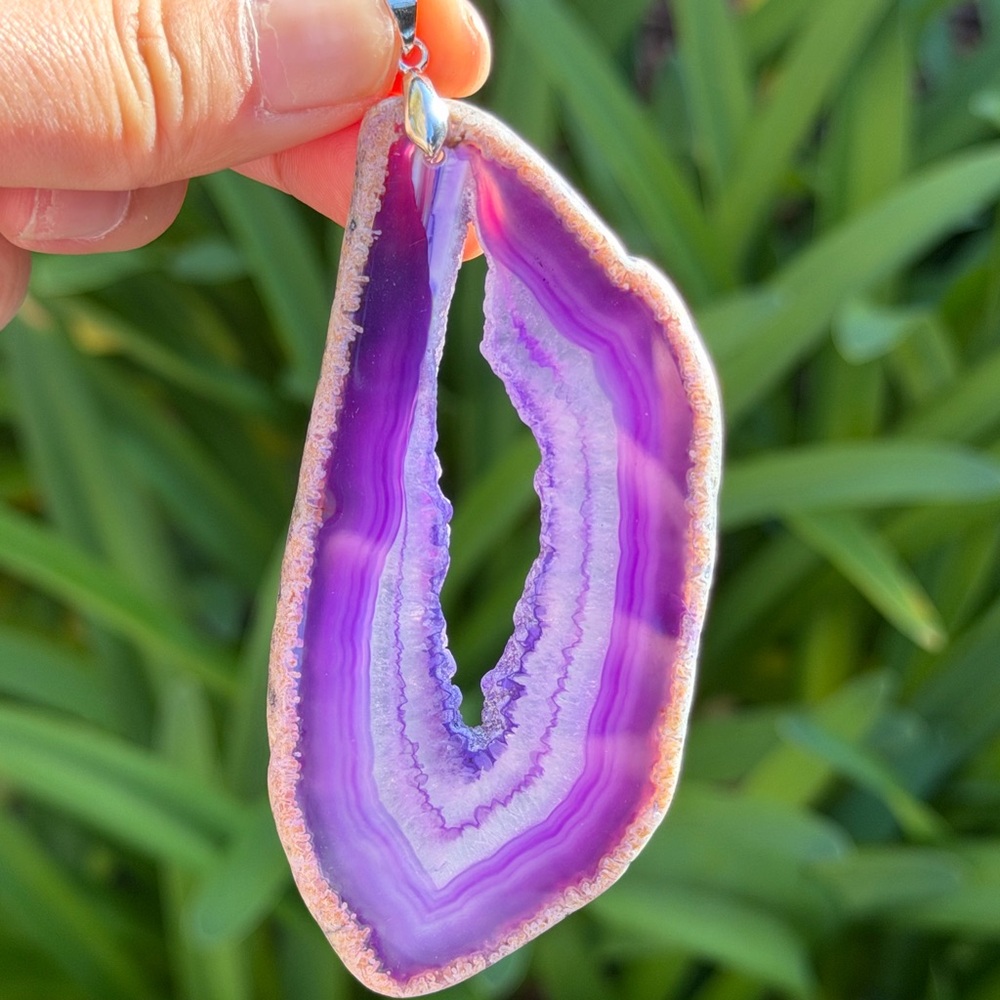 925 silver plated large druzy agate pendant 0784